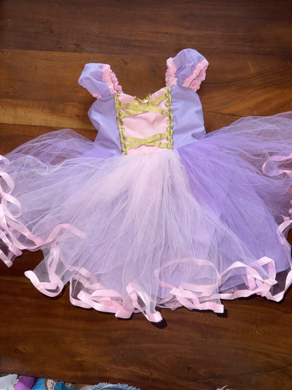 Girls Lavender and Pink Tutu Fairy Costume with Gold‎ Trim Repunzel